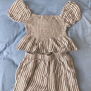 Two Piece Striped Linen Matching Set